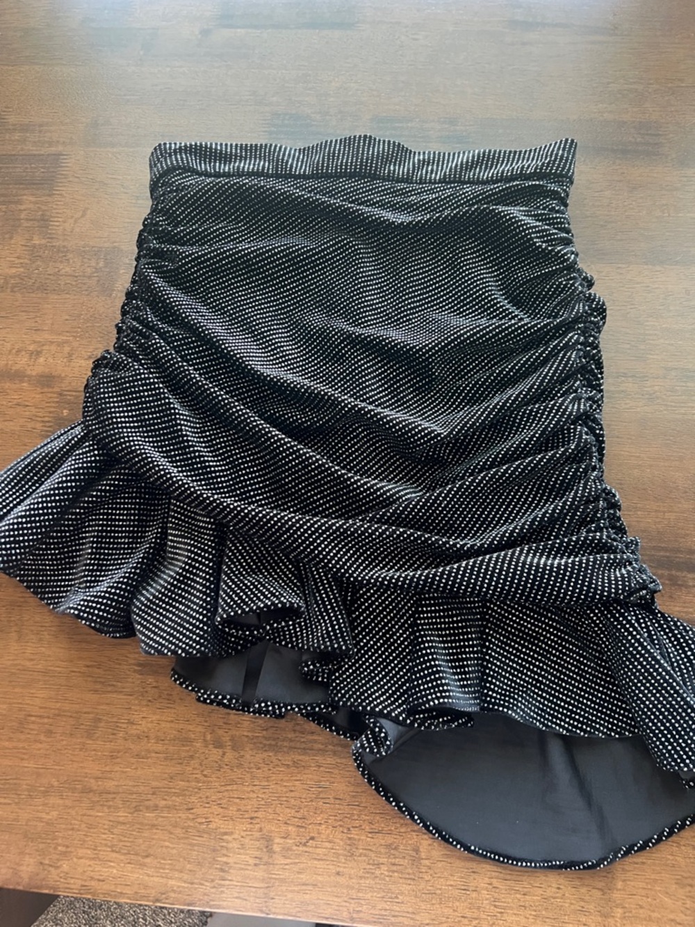 Zara Black & White Polka Dot High-Low Ruffle Skirt